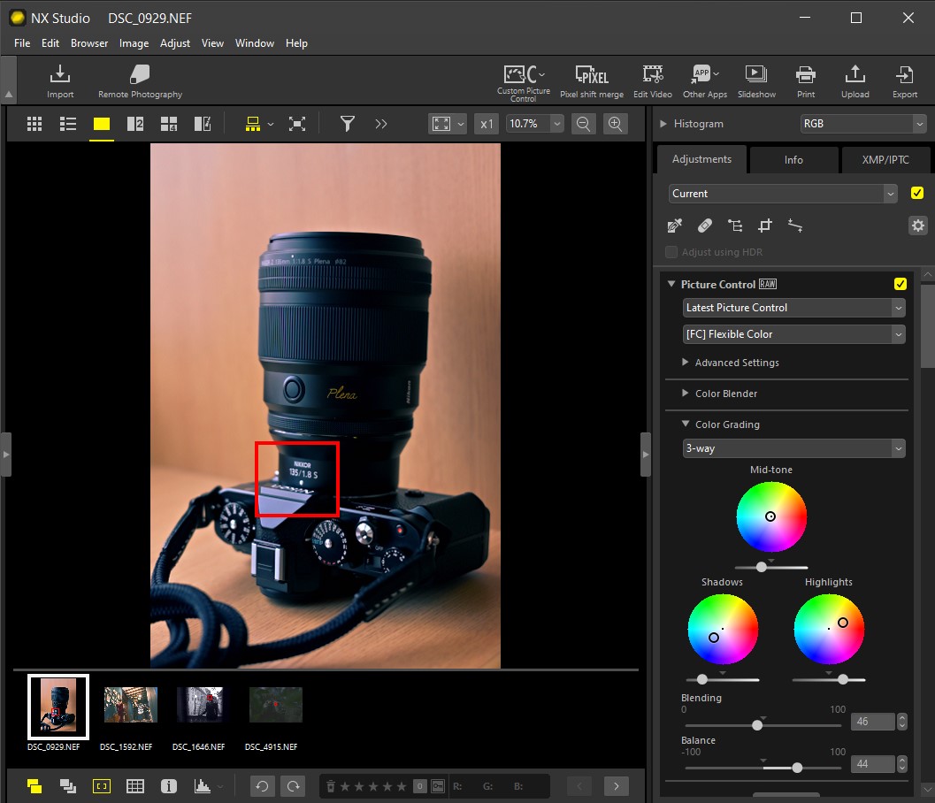 UI of NX Studio showing Flexible Color tools